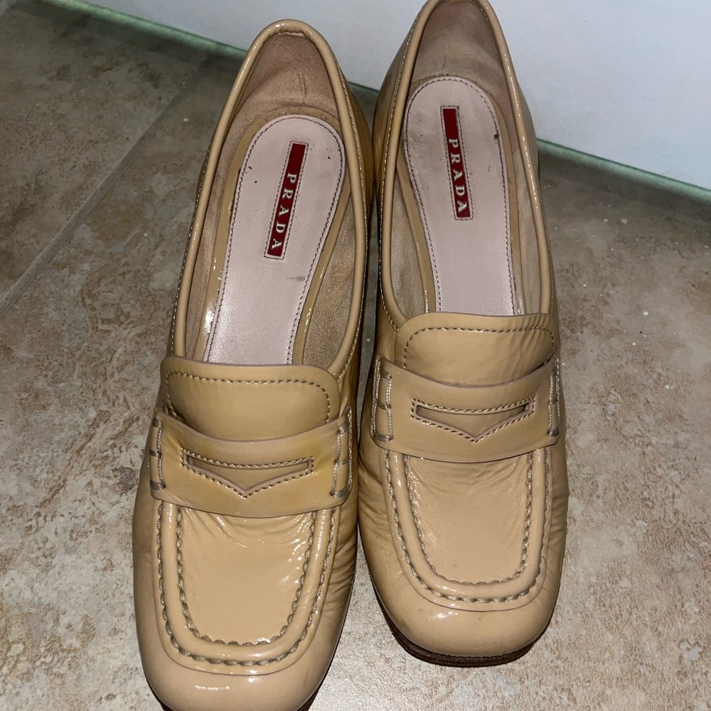 Prada Women's Beige Leather Loafers